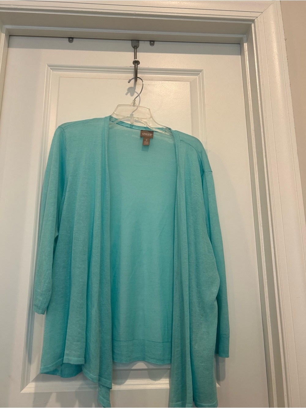 Chico's Open-Front Lightweight Cardigan - Aqua Teal